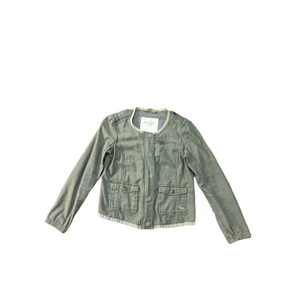 Abercrombie & Fitch military style olive green snap button size small jacket - Picture 1 of 6